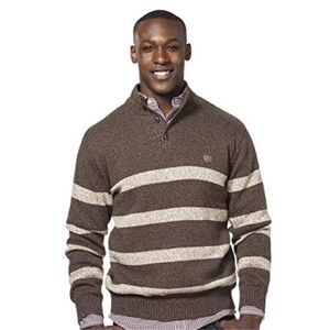 Chaps Men's Classic-Fit Striped Mockneck Twist Sweater Walnut Size XL